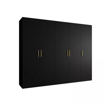 Geräumiger Kleiderschrank HELMA 1.250 cm - schwarz / goldene Griffe