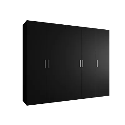 Geräumiger Kleiderschrank HELMA 1.250 cm - schwarz / silberne Griffe
