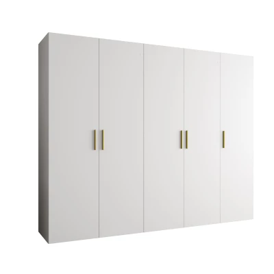 Geräumiger Kleiderschrank HELMA 1.250 cm - weiß / goldene Griffe