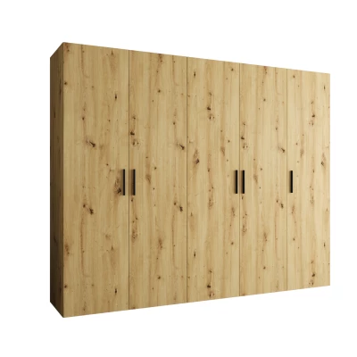 Geräumiger Kleiderschrank HELMA 1.250 cm - Eiche handwerklich gefertigt / schwarze Griffe