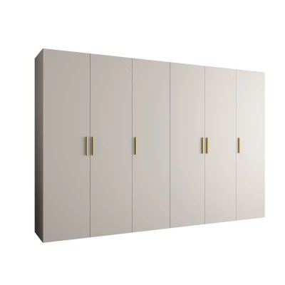 Geräumiger Kleiderschrank HELMA 1.300 cm - Kaschmir / goldene Griffe