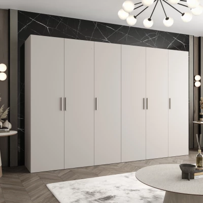 Geräumiger Kleiderschrank HELMA 1.300 cm - Kaschmir / silberne Griffe