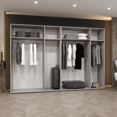 Geräumiger Kleiderschrank HELMA 1.300 cm - Kaschmir / silberne Griffe