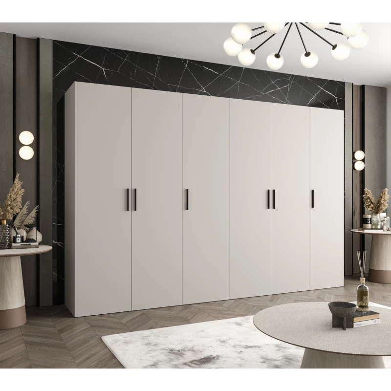Geräumiger Kleiderschrank HELMA 1.300 cm - Kaschmir / schwarze Griffe