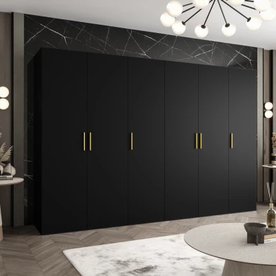 Geräumiger Kleiderschrank HELMA 1.300 cm - schwarz / goldene Griffe