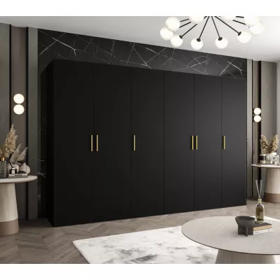 Geräumiger Kleiderschrank HELMA 1.300 cm - schwarz / goldene Griffe