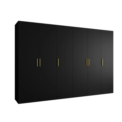 Geräumiger Kleiderschrank HELMA 1.300 cm - schwarz / goldene Griffe