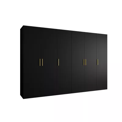 Geräumiger Kleiderschrank HELMA 1.300 cm - schwarz / goldene Griffe