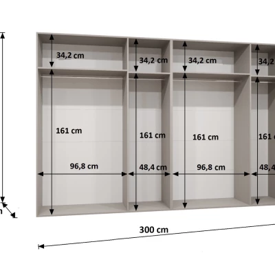 Geräumiger Kleiderschrank HELMA 1.300 cm - schwarz / silberne Griffe