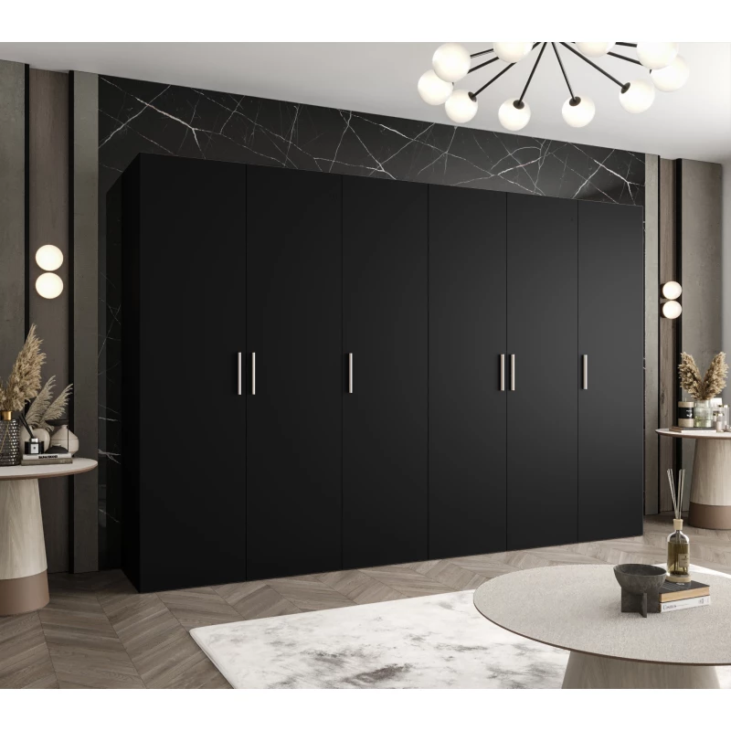 Geräumiger Kleiderschrank HELMA 1.300 cm - schwarz / silberne Griffe