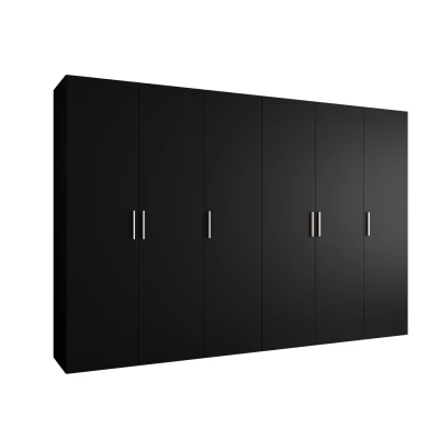 Geräumiger Kleiderschrank HELMA 1.300 cm - schwarz / silberne Griffe