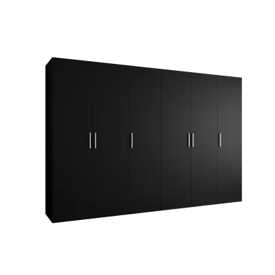 Geräumiger Kleiderschrank HELMA 1.300 cm - schwarz / silberne Griffe