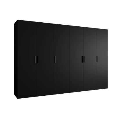 Geräumiger Kleiderschrank HELMA 1.300 cm - schwarz / schwarze Griffe