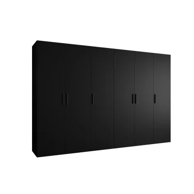 Geräumiger Kleiderschrank HELMA 1.300 cm - schwarz / schwarze Griffe