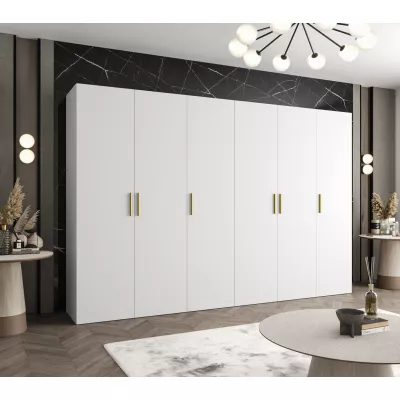 Geräumiger Kleiderschrank HELMA 1.300 cm - weiß / goldene Griffe