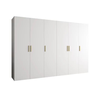 Geräumiger Kleiderschrank HELMA 1.300 cm - weiß / goldene Griffe