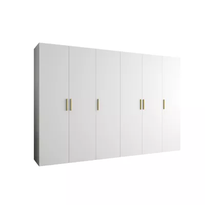 Geräumiger Kleiderschrank HELMA 1.300 cm - weiß / goldene Griffe