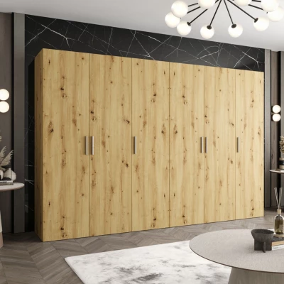 Geräumiger Kleiderschrank HELMA 1.300 cm - handgefertigte Eiche / silberne Griffe