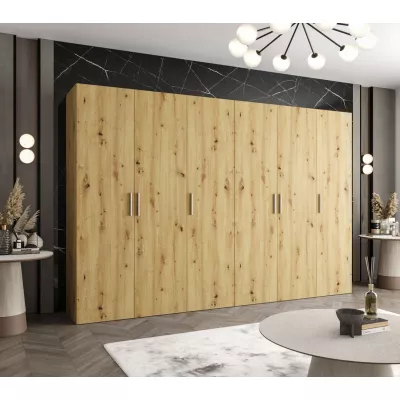 Geräumiger Kleiderschrank HELMA 1.300 cm - handgefertigte Eiche / silberne Griffe