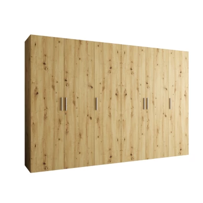 Geräumiger Kleiderschrank HELMA 1.300 cm - handgefertigte Eiche / silberne Griffe
