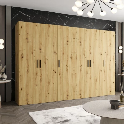 Geräumiger Kleiderschrank HELMA 1.300 cm - Eiche handgefertigt / schwarze Griffe