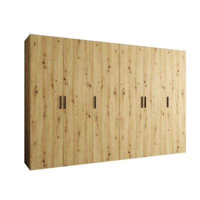 Geräumiger Kleiderschrank HELMA 1.300 cm - Eiche handgefertigt / schwarze Griffe