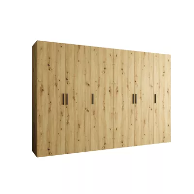 Geräumiger Kleiderschrank HELMA 1.300 cm - Eiche handgefertigt / schwarze Griffe