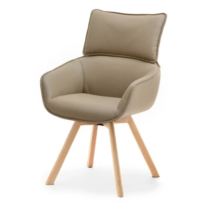 Ledersessel ARISAY – braun/eiche