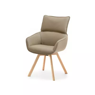 Ledersessel ARISAY – braun/eiche