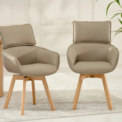 Ledersessel ARISAY – braun/eiche