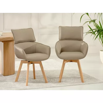Ledersessel ARISAY – braun/eiche