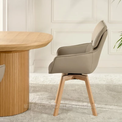 Ledersessel ARISAY – braun/eiche