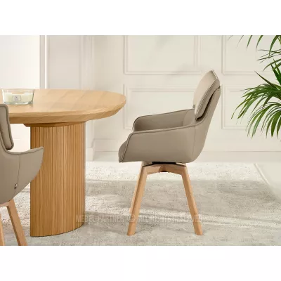 Ledersessel ARISAY – braun/eiche