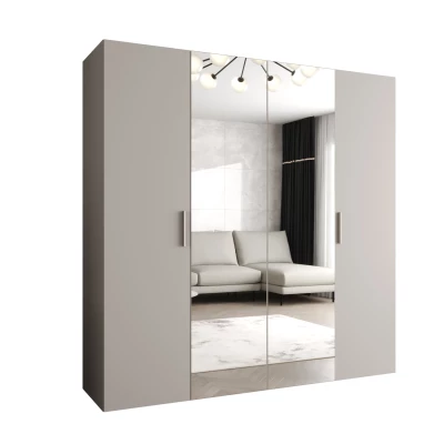Kleiderschrank mit Spiegeln HELMA 2 200 cm - Kaschmir / silberne Griffe