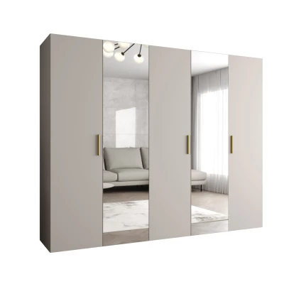 Kleiderschrank mit Spiegeln HELMA 2 250 cm - Kaschmir / goldene Griffe