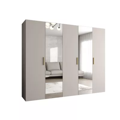 Kleiderschrank mit Spiegeln HELMA 2 250 cm - Kaschmir / goldene Griffe