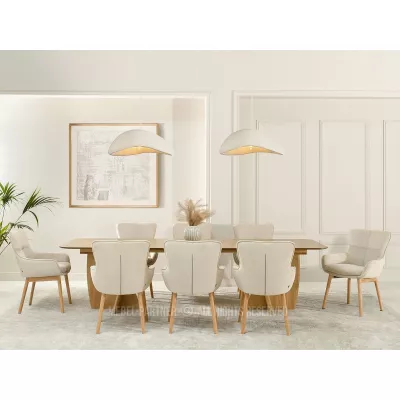 Eleganter Esszimmerstuhl ELISABETH – hellbeige/eiche