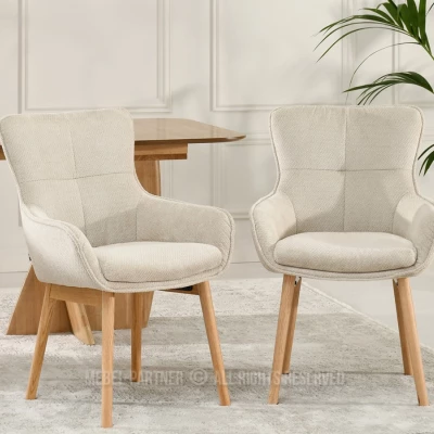 Eleganter Esszimmerstuhl ELISABETH – hellbeige/eiche