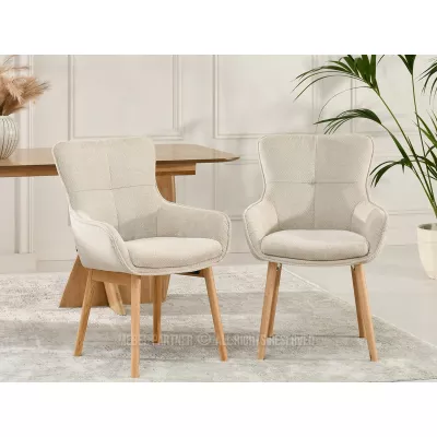 Eleganter Esszimmerstuhl ELISABETH – hellbeige/eiche