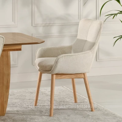 Eleganter Esszimmerstuhl ELISABETH – hellbeige/eiche