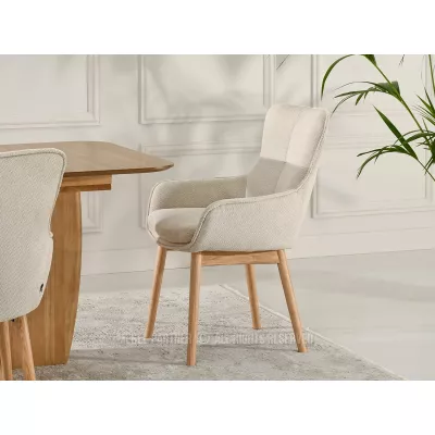 Eleganter Esszimmerstuhl ELISABETH – hellbeige/eiche