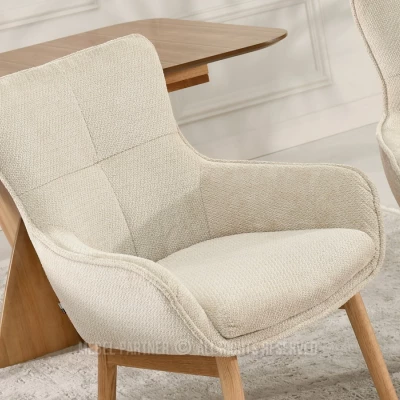 Eleganter Esszimmerstuhl ELISABETH – hellbeige/eiche