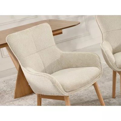 Eleganter Esszimmerstuhl ELISABETH – hellbeige/eiche