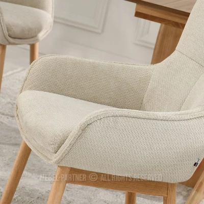 Eleganter Esszimmerstuhl ELISABETH – hellbeige/eiche