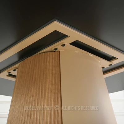 Runder Esstisch KAVINO – grauer Marmor / Eiche / Beige