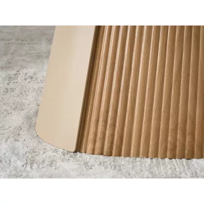 Runder Esstisch KAVINO – grauer Marmor / Eiche / Beige