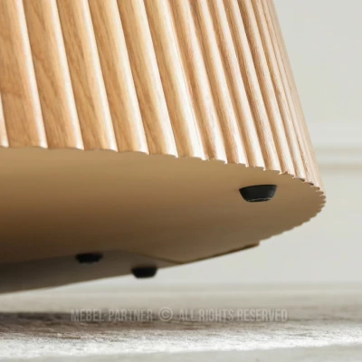 Runder Esstisch KAVINO – grauer Marmor / Eiche / Beige