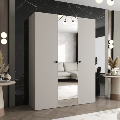 Spiegelschrank CAITIR 2 150 cm - Kaschmir / schwarze Griffe