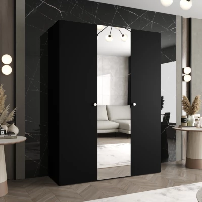 Spiegelschrank CAITIR 2 150 cm - schwarz / silberne Griffe