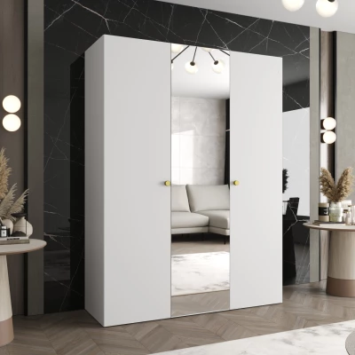 Spiegelschrank CAITIR 2 150 cm - weiß / goldene Griffe